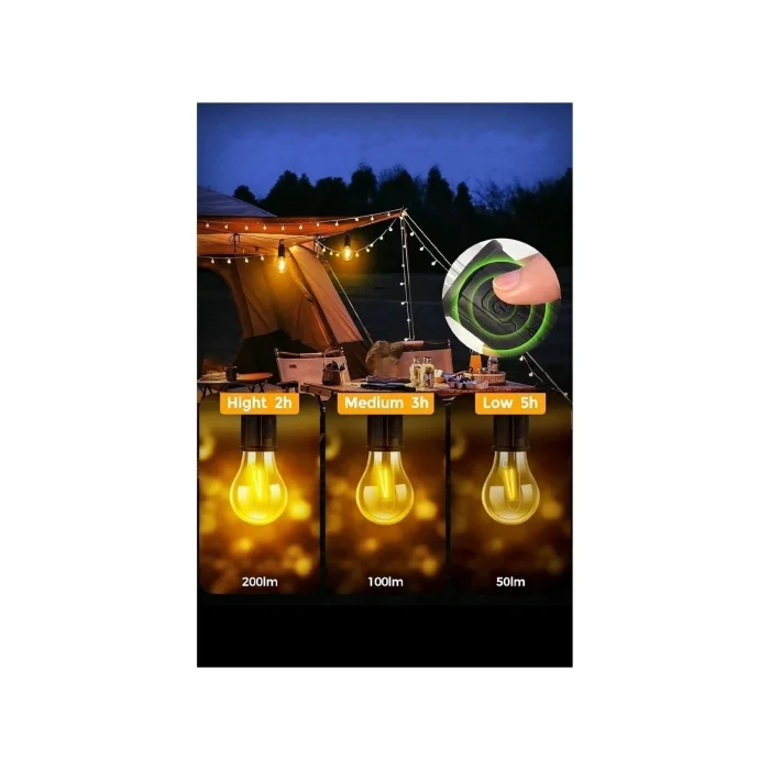 BUĞZ Taşınabilir Şarjlı Led Ampül Outdoor Kamp Bahçe Lambası 10W Askılı Kırılmaz Led Işık