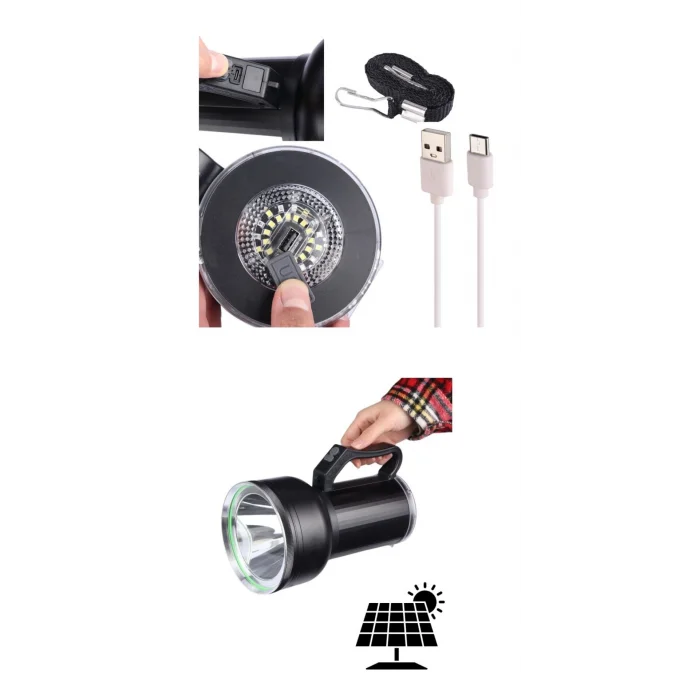 BUĞZ Taşınabilir Solar Şarjlı LED Fener Powerbank Özellikli Kamp ve Acil Durum İçin Süper Parlak Işık