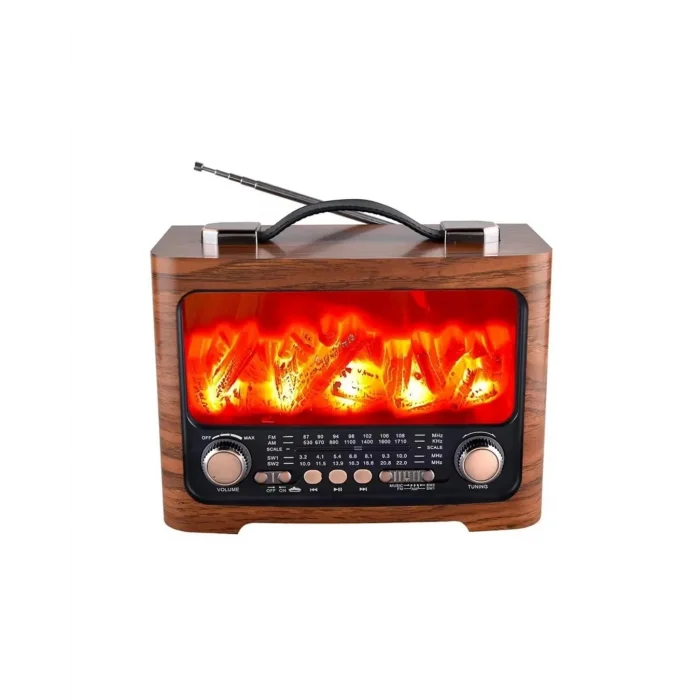 BUĞZ Taşınabilir Şömine Efektli Bluetooth Hoparlör FM Radyo LED Işıklı Müzik Çalar