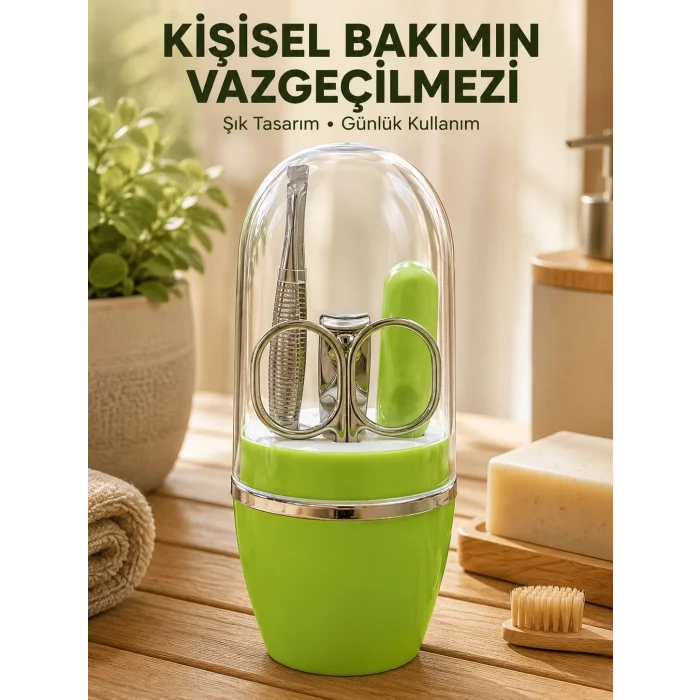 BUĞZ Taşınabilir Yeşil Manikür Seti Kapsüllü Kişisel Bakım Çantası