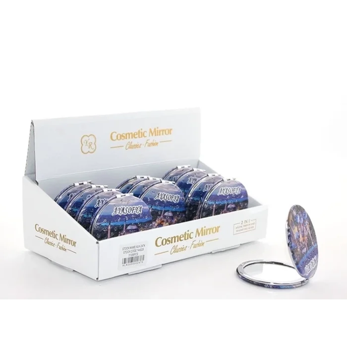 BUĞZ Taşlı İstanbul Tasarımı El Aynası İnce Alk2474a