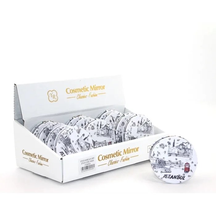 BUĞZ Taşlı İstanbul Tasarımı El Aynası İnce Alk2481