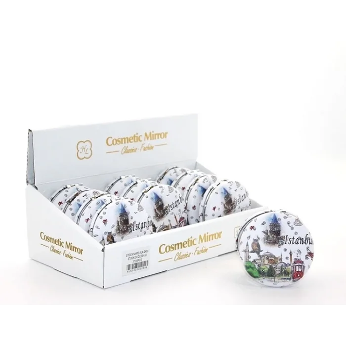 BUĞZ Taşlı İstanbul Tasarımı El Aynası Kalın Alk2489