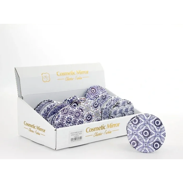 BUĞZ Taşlı Nazar Boncuklu Yuvarlak El Aynası İnce