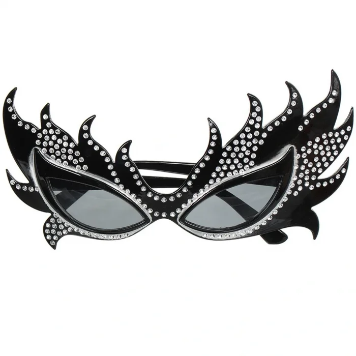 BUĞZ Taşlı Siyah Alev Parti Gözlüğü