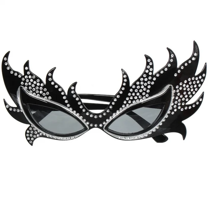  Taşlı Siyah Alev Parti Gözlüğü
