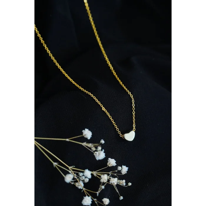 BUĞZ Taşsız Kalpli Kolye Gold Renk