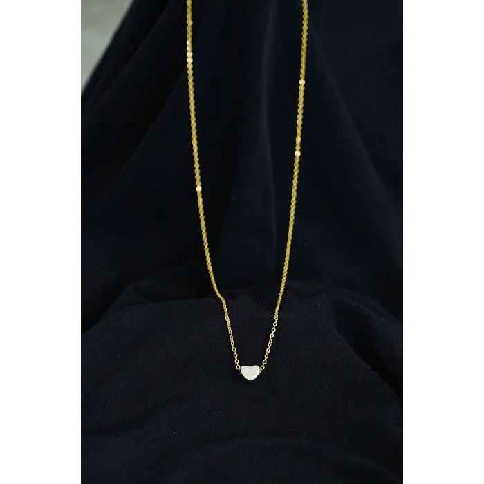 BUĞZ Taşsız Kalpli Kolye Gold Renk