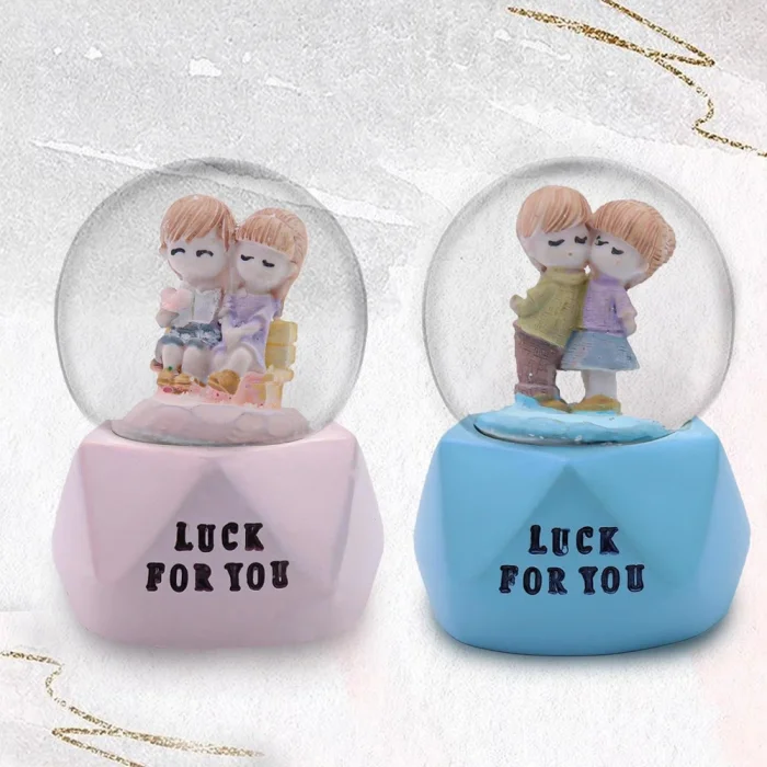 BUĞZ Tatlı Çift Temalı Mini Boy Işıklı Kar Küresi