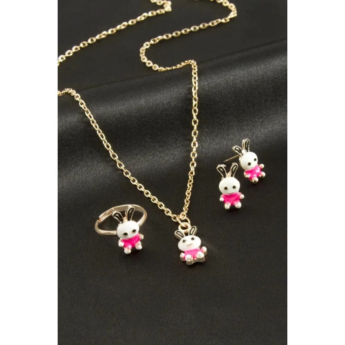  Tavşan Mineli Set Kolye