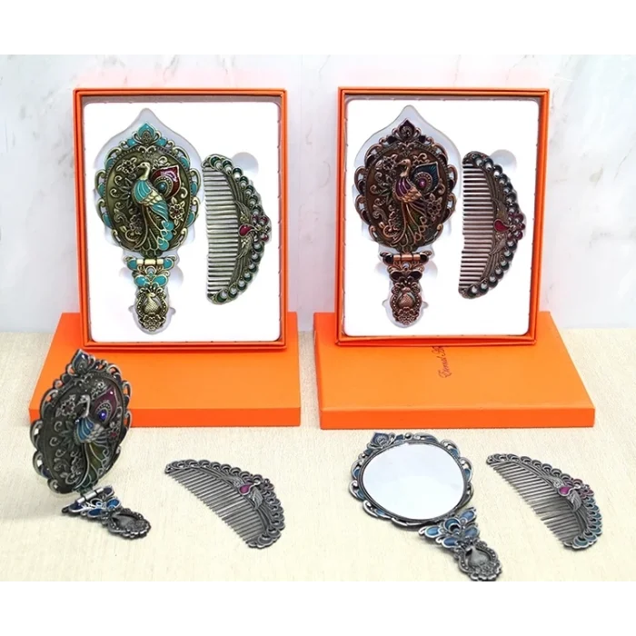 BUĞZ Tavuskuşu Katlanabilir Ayna Ve Tarak Seti Orta Boy Alk4983