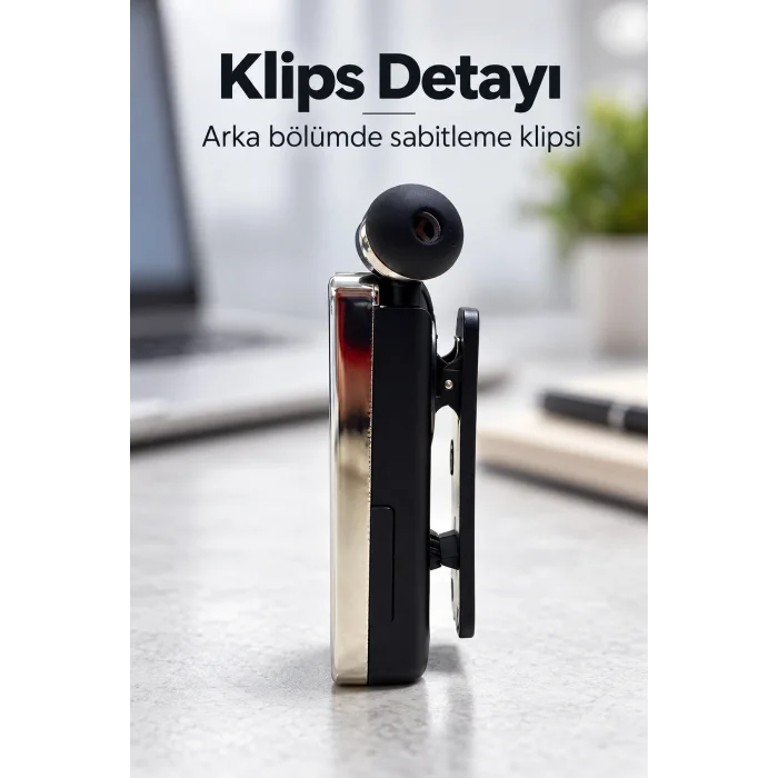 BUĞZ Tek Kulaklıklı Bluetooth Kulaklık Klipsli ve Yan Tuşlu - BUĞZ