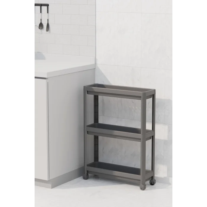  Tekerlekli 3 Katlı Çok Amaçlı Raf Ünitesi - Banyo Mutfak Düzenleyici Organizer Raf