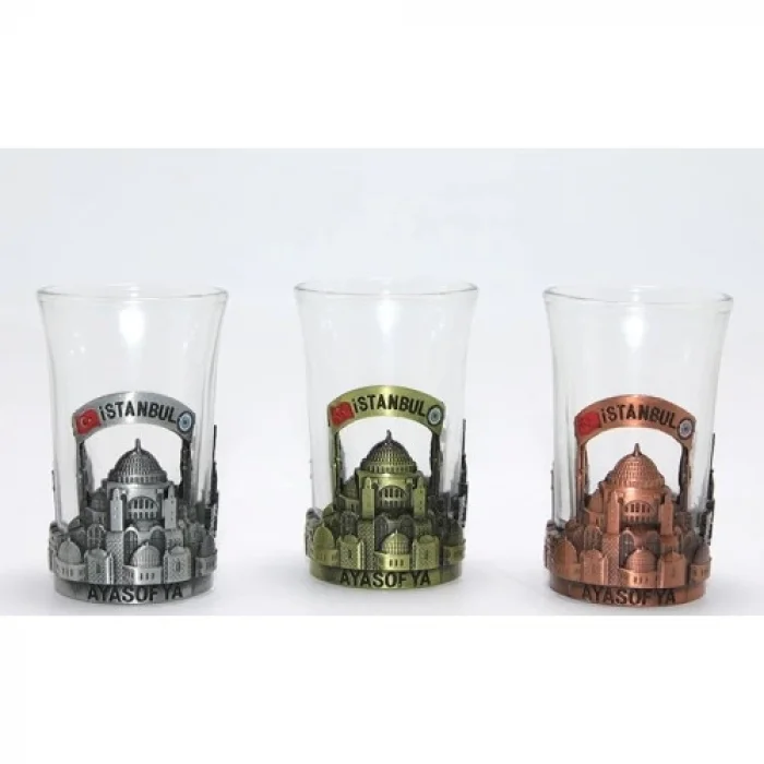  Tekli Metal Cam Bardaklı Shot Bardak