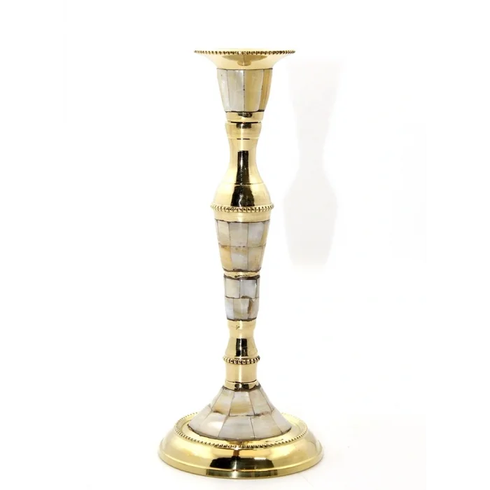 BUĞZ Tekli Pirinç Sedefli Şamdan Model 1