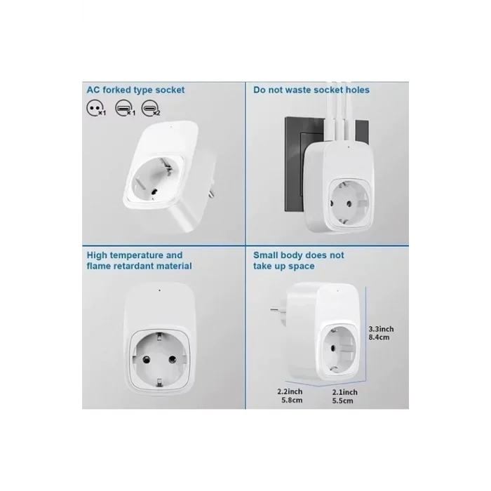 BUĞZ Tekli Yüksek Voltaj Korumalı Duvar Prizi 2x Type-c 1x Usb Çıkışlı Priz Grup Priz Çoğaltıcı Siyah