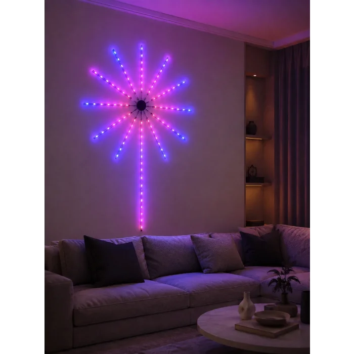 BUĞZ Telefon Kontrollü RGB Fireworks LED Işık Çok Renkli Dekoratif Duvar Lambası