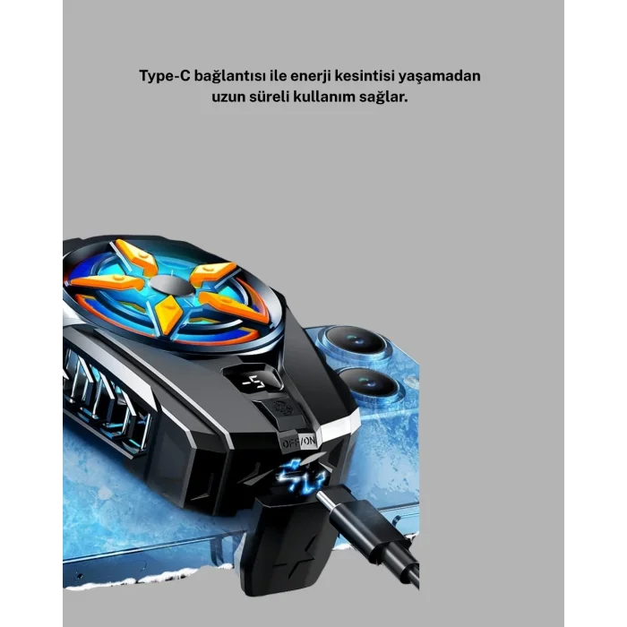 BUĞZ Telefon Soğutucu Radyatör Type-C Bağlantılı 2 Kademeli Dijital Kontrollü