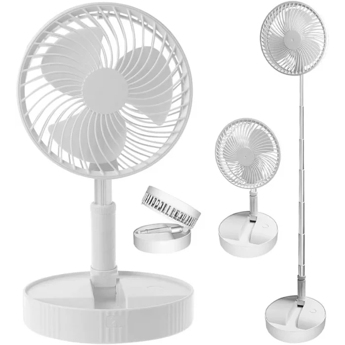  Teleskopik Fan Vantilatör 4 Modlu Şarjlı Katlanabilir Yükseltilebilir Taşınabilir Serinletici Portatif Masa Vantilatörü