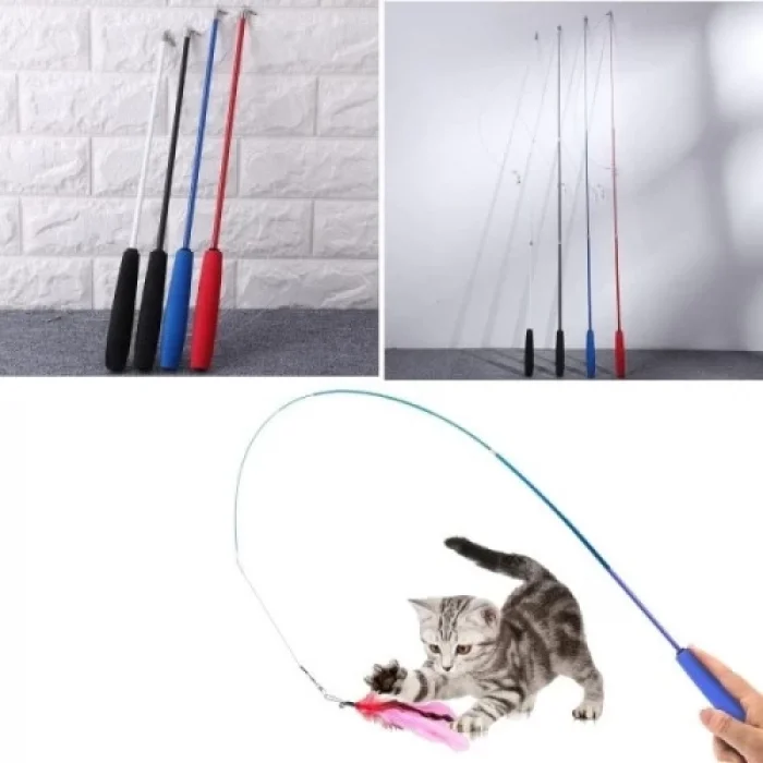  Teleskopik Zilli Ve Tüylü Kedi Oyuncağı