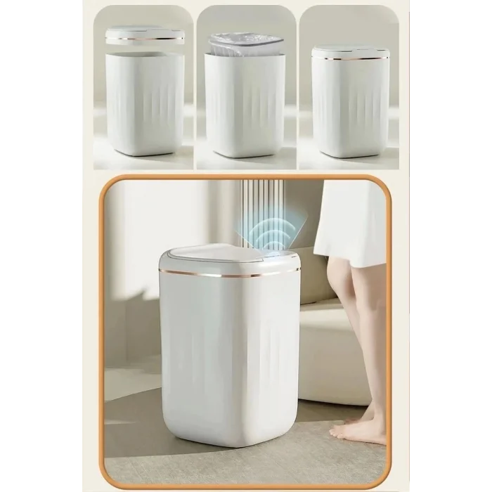 BUĞZ Temassız Sensörlü 20 Litre Çöp Kovası UV Işıklı Koku Geçirmez Mutfak Banyo Kullanımı
