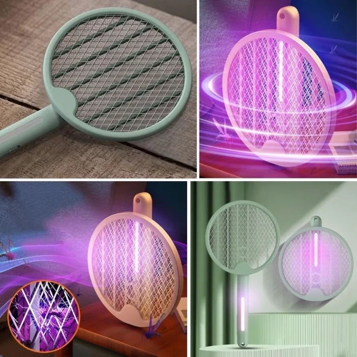 BUĞZ Tenis Raketi Tipi Masaüstü Olabilen Gece Lambalı Sinek Kovucu,öldürücü Raket ( BUĞZ )