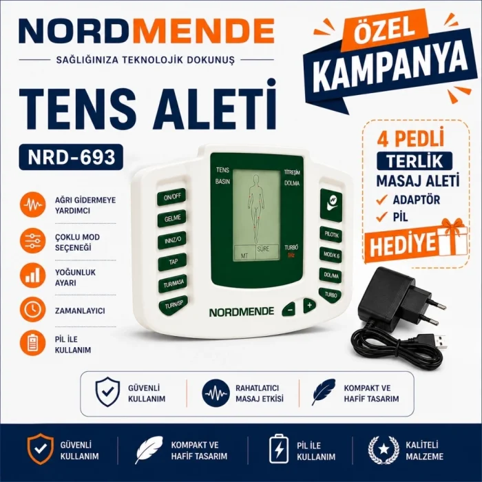 BUĞZ Tens Cihazı 4 Pedli Dijital Masaj Cihazı | Adaptör 4 Ped Ve Pil Hediyeli