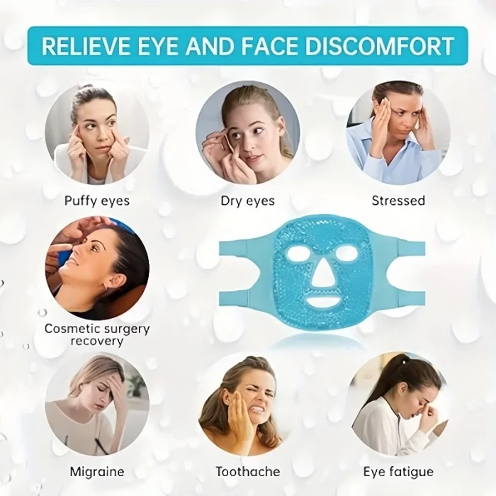 BUĞZ Terapi Jel Yüz Maskesi Soğuk Ve Sıcak Boncuklu Ayarlanabilir Maske (Mavi) ( BUĞZ )