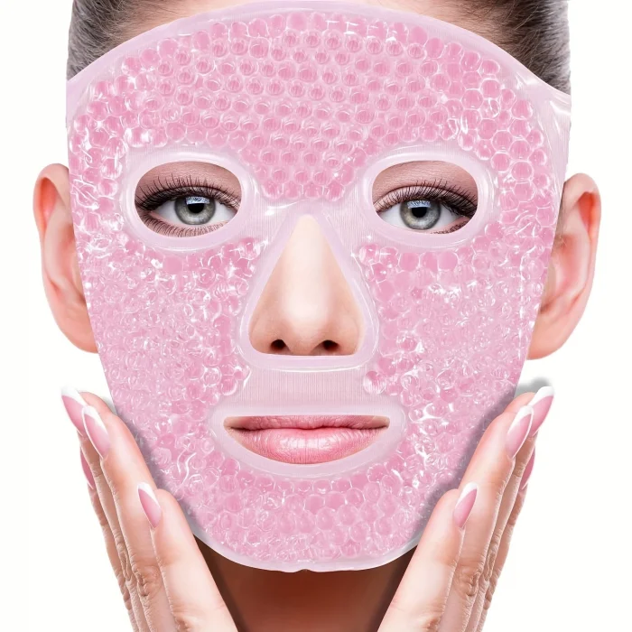 BUĞZ Terapi Jel Yüz Maskesi Soğuk Ve Sıcak Boncuklu Ayarlanabilir Maske (Pembe)
