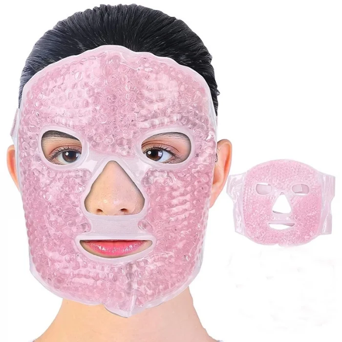 BUĞZ Terapi Jel Yüz Maskesi Soğuk Ve Sıcak Boncuklu Ayarlanabilir Maske (Pembe)