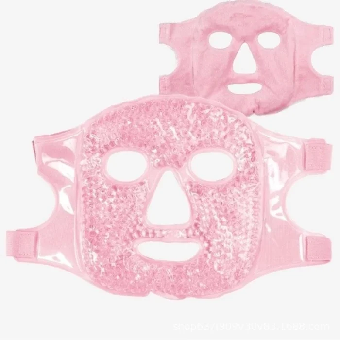 BUĞZ Terapi Jel Yüz Maskesi Soğuk Ve Sıcak Boncuklu Ayarlanabilir Maske (Pembe)