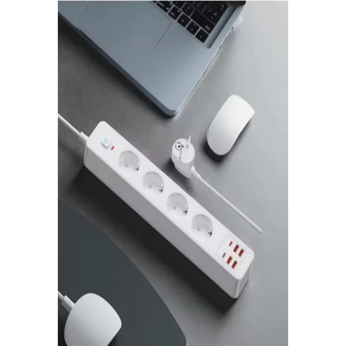 BUĞZ Termal Akım Korumalı 4’lü Priz 4x Usb 2x Type-c Çıkışlı Grup Priz Çoğaltıcı (3500w)