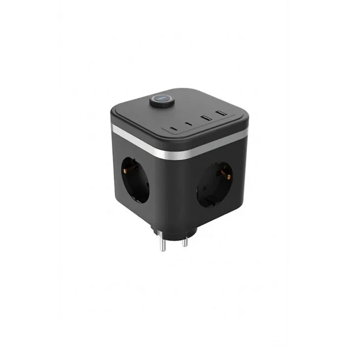 BUĞZ Termal Akım Korumalı Isıya Dayanıklı 3’lü Duvar Tipi Priz 2x Usb 2x Typce 3680 W