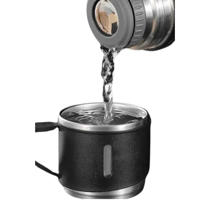  Termos Seti Paslanmaz Çelik 3 Bardaklı Vakumlu Termos Set 500 Ml 12 Saate Kadar Isı Koruma