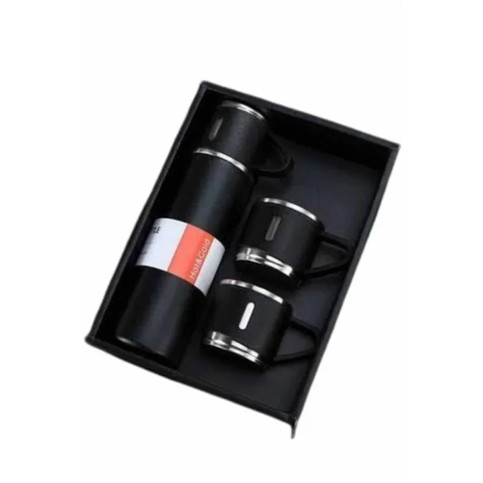  Termos Seti Paslanmaz Çelik 3 Bardaklı Vakumlu Termos Set 500 Ml 12 Saate Kadar Isı Koruma