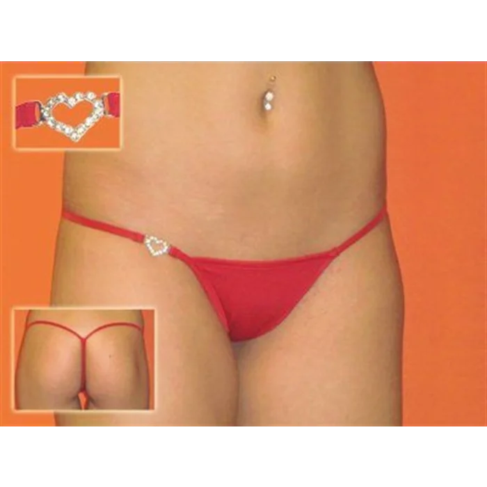 BUĞZ Terry Pau  DH040901-RED Gümüş Kalp ve Taşlı Seksi Tanga