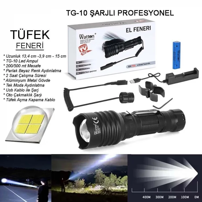 BUĞZ Tg-10 Şarjlı Profesyonel Av Feneri Wt-620