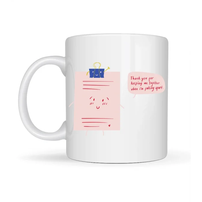 BUĞZ Thank You For Keeping Me Together Yazılı Porselen Kupa Model 28 Anlamlı, Sevimli Tasarım Hediye Kupası