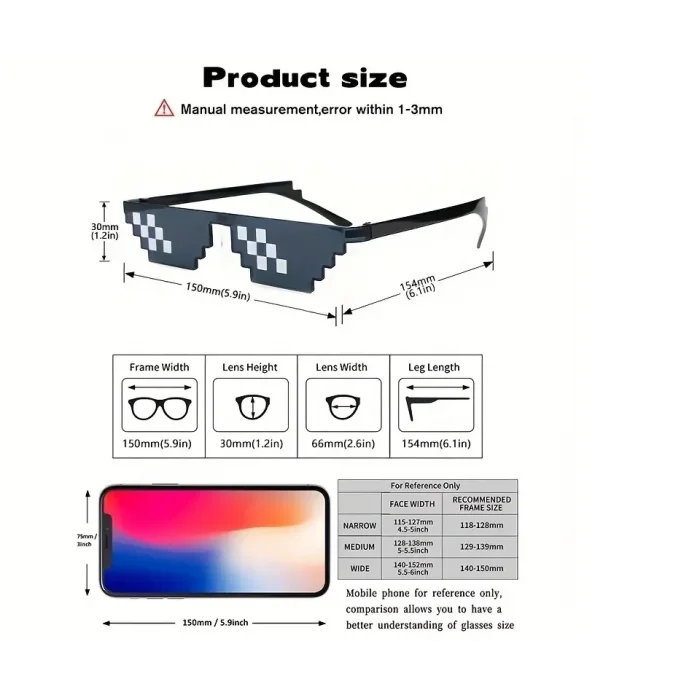 BUĞZ Thug Life Trend Güneş Gözlüğü Mozaik Siyah Kedi Gözlükleri