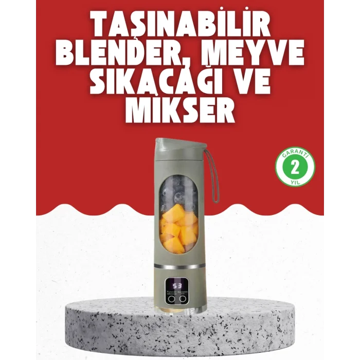 BUĞZ Tip-C Şarjlı 12 Bıçaklı Blender – Taşınabilir Şarjlı Meyve Sıkacağı