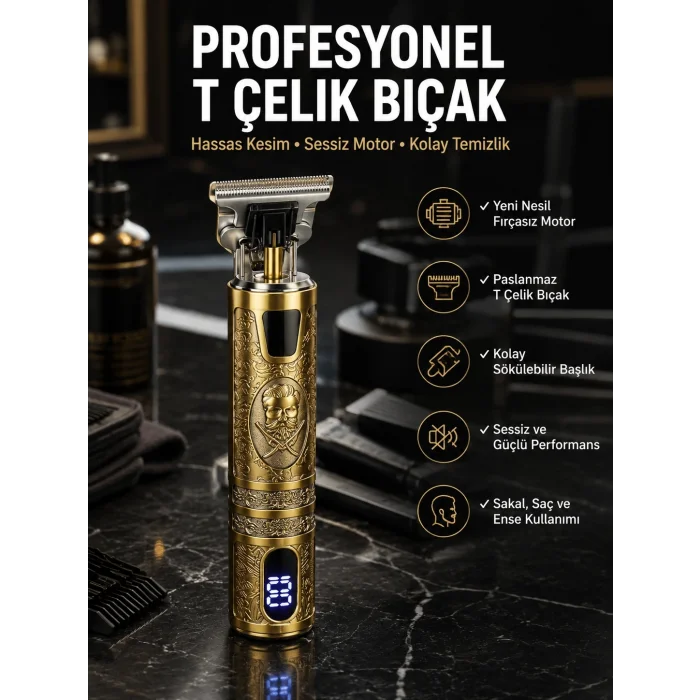 BUĞZ Tıraş Makinesi Çizik Tıraş Paslanmaz Çelik Uzun Ömürlü Şarjlı