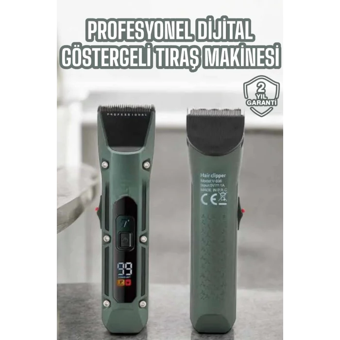  Tıraş Makinesi Dijital Göstergeli Turbo Motor Paslanmaz Çelik