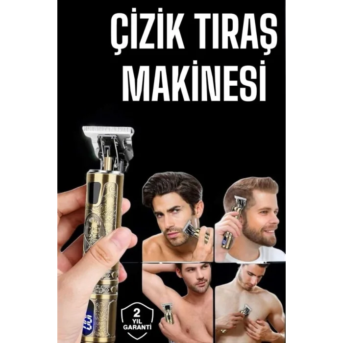 BUĞZ Tıraş Makinesi Şarjlı Profesyonel Saç Kesme Makinesi Gold Çizik Tıraş