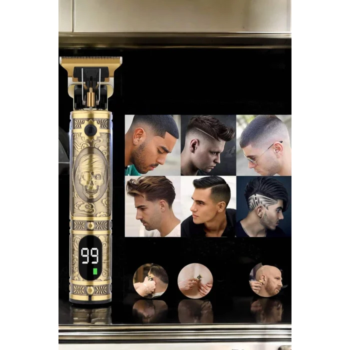 BUĞZ Tıraş Makinesi Şarjlı Profesyonel Saç Kesme Makinesi Gold Çizik Tıraş - BUĞZ