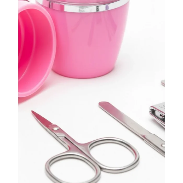 BUĞZ Tırnak Bakım Manikür Pedikür Seti 4 Parça Pembe Ev ve Seyahat Uyumlu