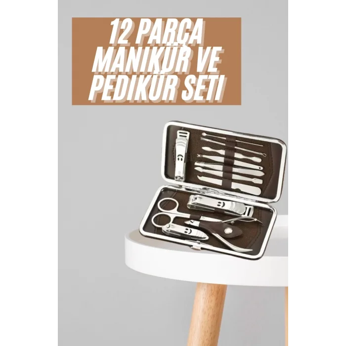  Tırnak Bakım Seti Tırnak Düzeltme Batık 12 Parça Çanta Tipi Manikür Pedikür