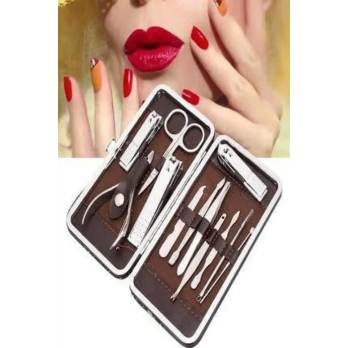  Tırnak Bakım Seti Tırnak Düzeltme Batık 12 Parça Çanta Tipi Manikür Pedikür