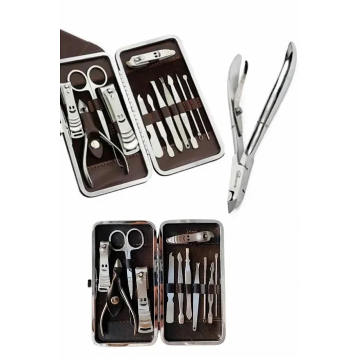  Tırnak Bakım Seti Tırnak Düzeltme Batık 12 Parça Çanta Tipi Manikür Pedikür