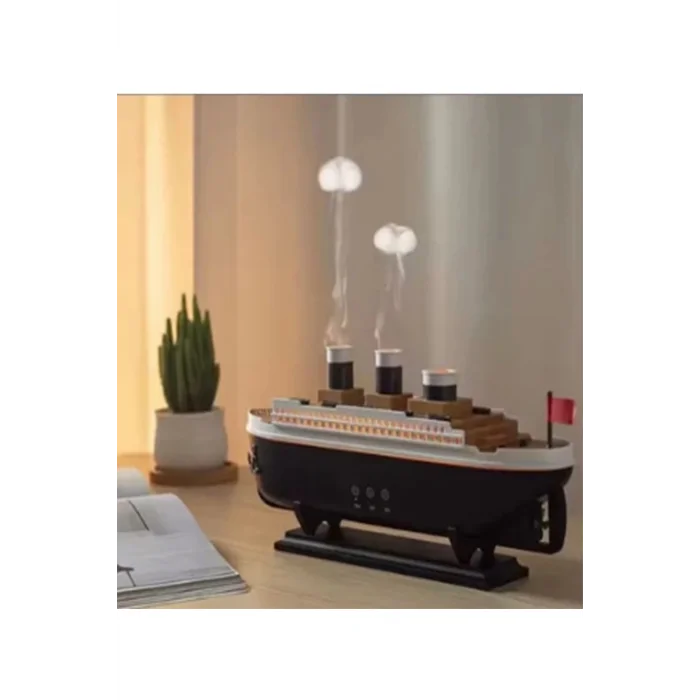 BUĞZ Titanic Gemi Hava Nemlendirici Işıklı Fonksiyonlu Buhar Makinesi Kumandalı