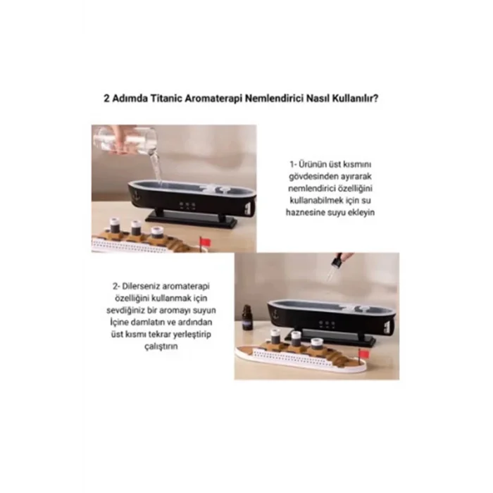 BUĞZ Titanic Gemi Hava Nemlendirici Işıklı Fonksiyonlu Buhar Makinesi Kumandalı